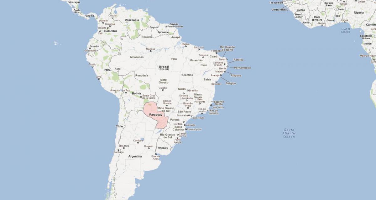 نقشه از پاراگوئه جنوب امریکا